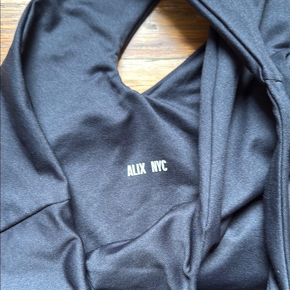 Alix NYC black Page one shoulder asymmetrical bodysuit small - Picture 3 of 4